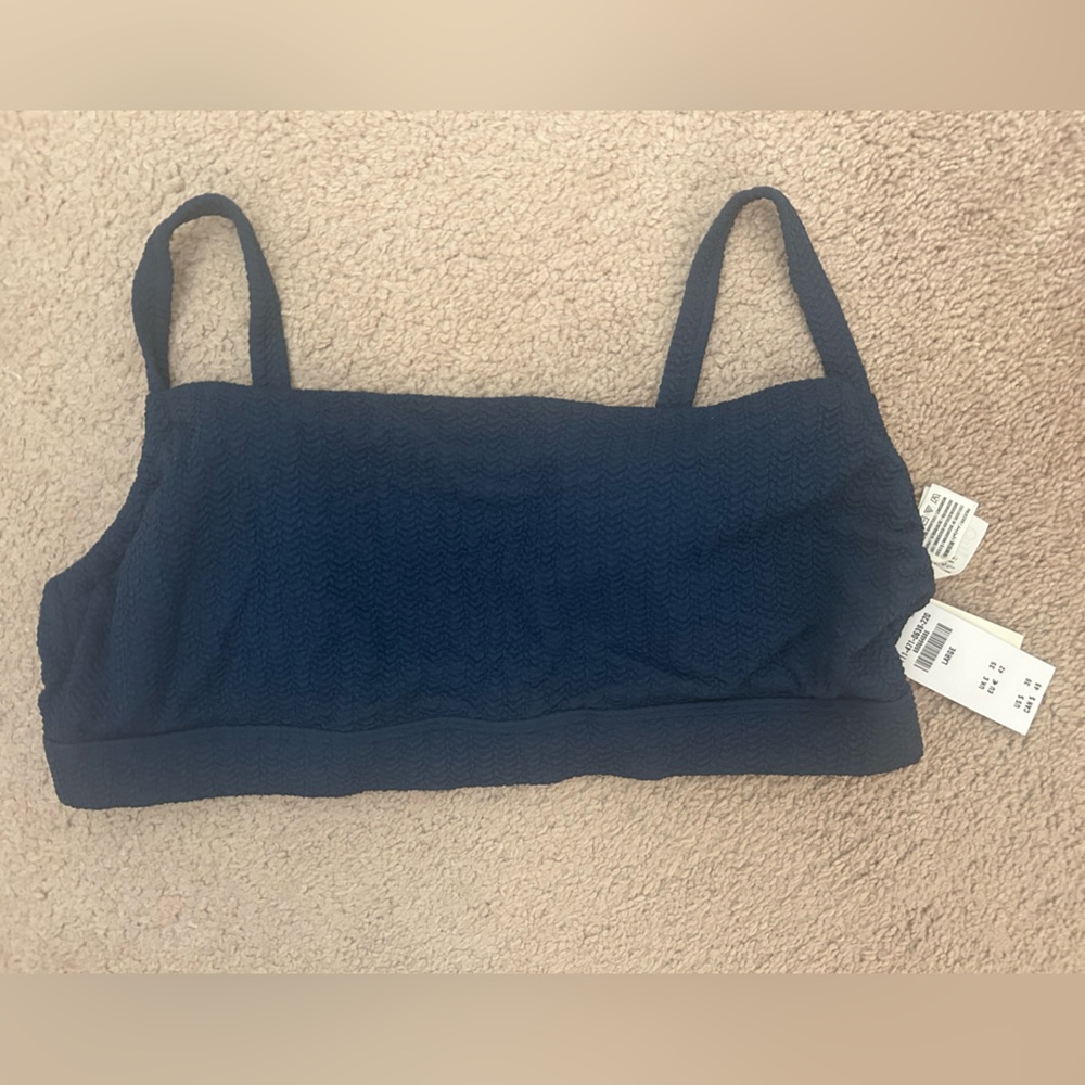 NWT Abercrombie & Fitch Navy Swim Bikini Top Large Curve Love